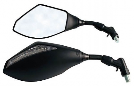 Spiegel mit LED Blinker, schwarz, Spiegel und Blinker e-geprüft, Paar (2 Stück)