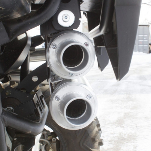 HMF Doppel Edelstahl Komplett-Abgassystem Performance Serie Turn Down Endkappen f.Polaris RZR 900 XP