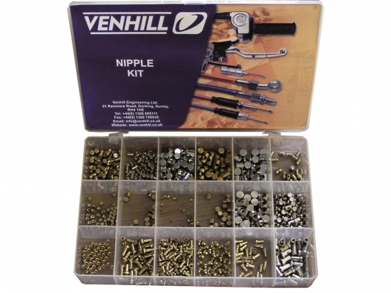 NIPPLE Venhill Kupplungs- Gas und Bremszug Zubehör Box Sortiment mit 18 Nippel Typen 700 Stück 